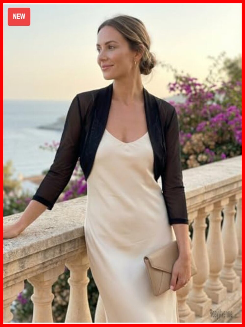 3/4 Sleeve Sheer Mesh Shrug Open Front Cropped Bolero Cardigan - Picture 2 of 7